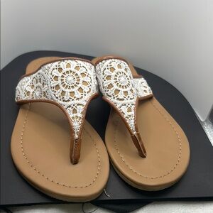Sonoma White and Tan Crochet Sandals